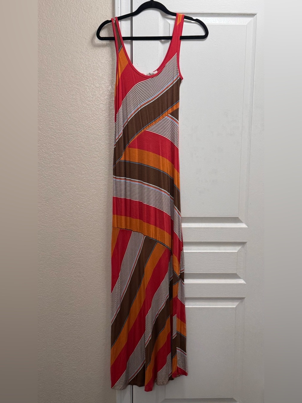 American Rag Cie Brown and Orange Striped Maxi Dress